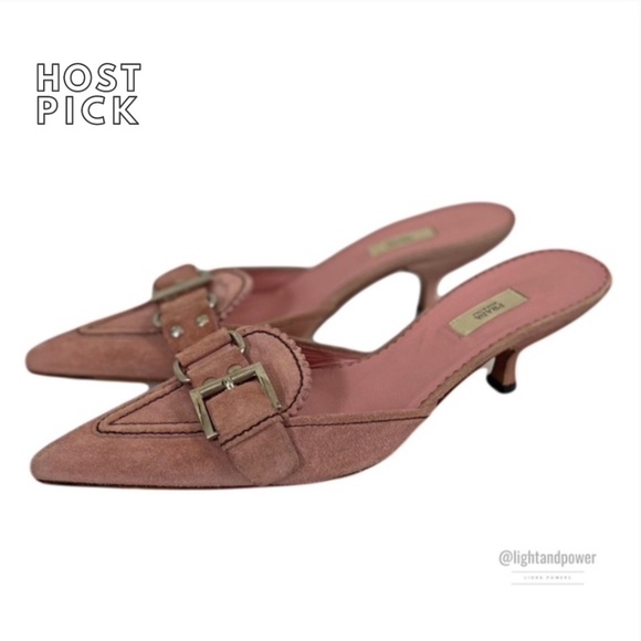 Prada Shoes - Prada Pink Kitten Heel Mules Size Euro 37.5 EUC